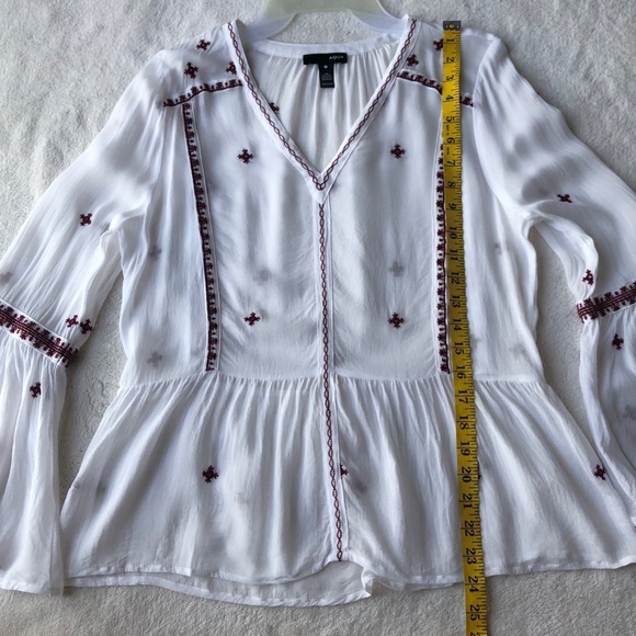 Aqua Boho Embroidered Flare Sleeve Peplum Top - Picture 12 of 12